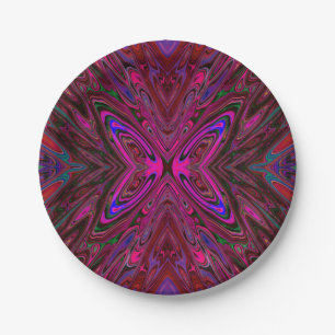 Trippy Hot Pink, Red and Blue Abstrakt Butterfly Pappteller