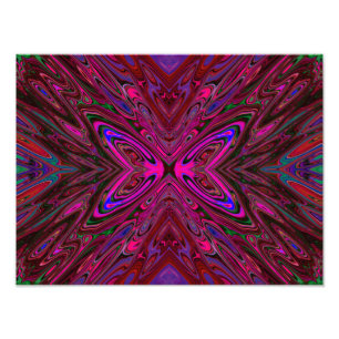 Trippy Hot Pink, Rot und Blau Abstrakter Schmetter Fotodruck