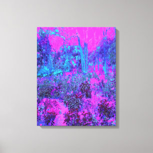 Trippy Hot Pink und Blaue Impressionistische Lands Leinwanddruck