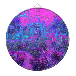 Trippy Hot Pink und Blue Impressionistic Landschaf Dartscheibe
