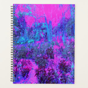 Trippy Hot Pink und Blue Impressionistic Landschaf Planer