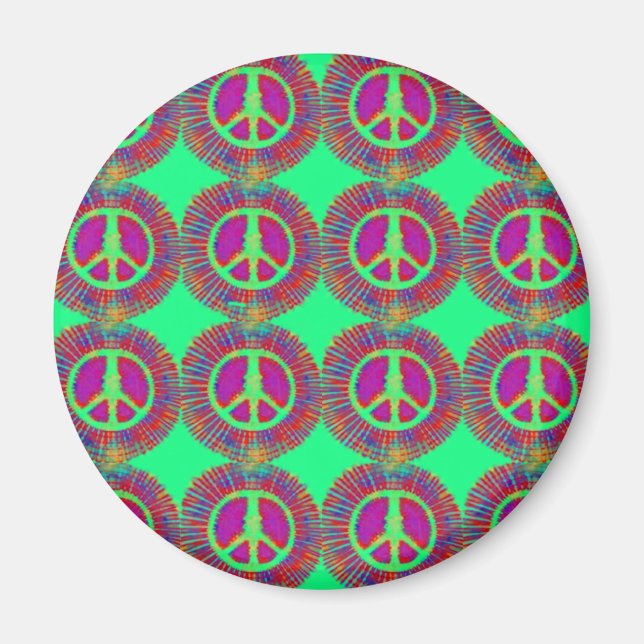 Trippy Krawatte Dye Psychedelic Peace Sign Magnet (Vorne)