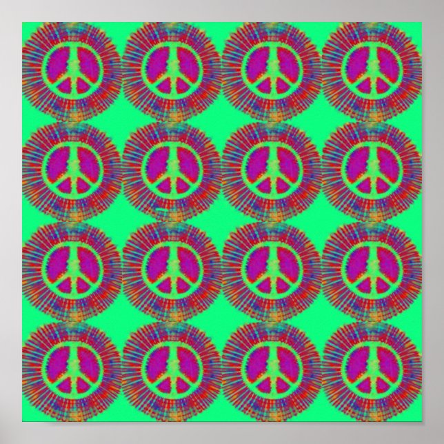 Trippy Krawatte Dye Psychedelic Peace Sign Poster (Vorne)