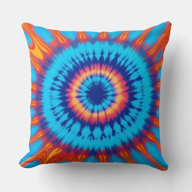 Trippy-Krawatte Retro Blue & Orange Kissen (Vorderseite)