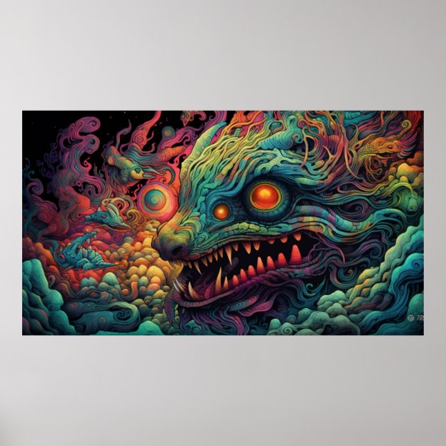 Trippy-Kreatur mit psychedelischem Muster Poster (Vorne)