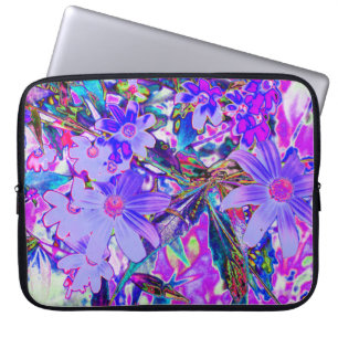 Trippy-Lila und Magenta-farbene Wildblumen Laptopschutzhülle