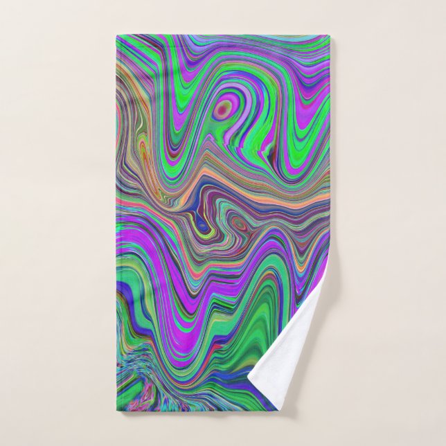 Trippy Lime Green und Lila Farbwellen Handtuch (Handtuch)