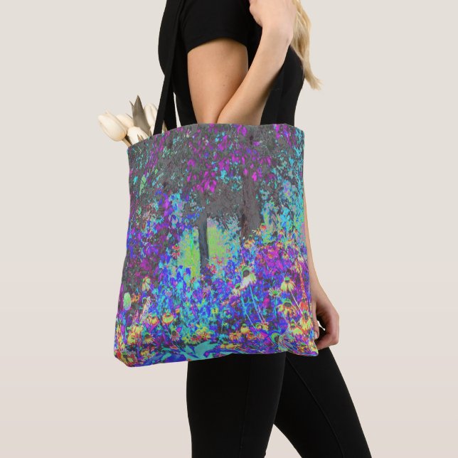 Trippy Lime Green und Lila Garden Sunrise Tasche (Von Nahem)