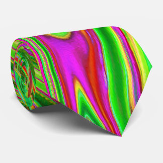 Trippy Lime Green und Magenta Abstrakte Kunst und Krawatte
