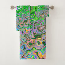 Trippy Lime Green und Pink Abstrakt Retro Swirl