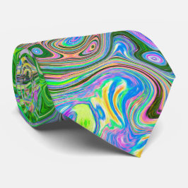 Trippy Lime Green und Pink Abstrakt Retro Swirl Krawatte