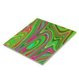 Trippy Limegrün und Magenta Abstrakte Groovy Kunst Fliese