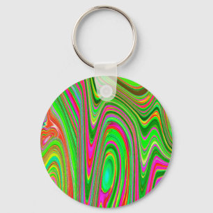 Trippy Limegrün und Magenta Abstrakte Groovy Kunst Schlüsselanhänger