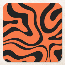 Trippy Liquid Swirl Modernes Abstraktes Schwarzes  Rechteckiger Pappuntersetzer
