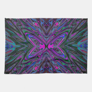 Trippy Magenta, Blau und Grüner Abstrakt Schmetter Geschirrtuch