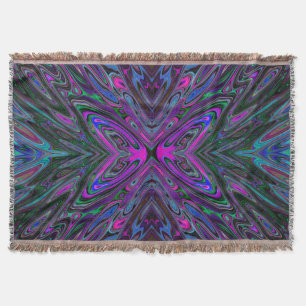 Trippy Magenta, Blue und Green Abstrakt Butterfly Decke