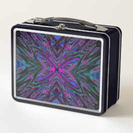 Trippy Magenta, Blue und Green Abstrakt Butterfly Metall Brotdose