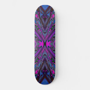 Trippy Magenta, Blue und Green Abstrakt Butterfly Skateboard