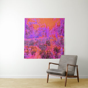Trippy Magenta und Orange Impressionistischer Gart Wandteppich