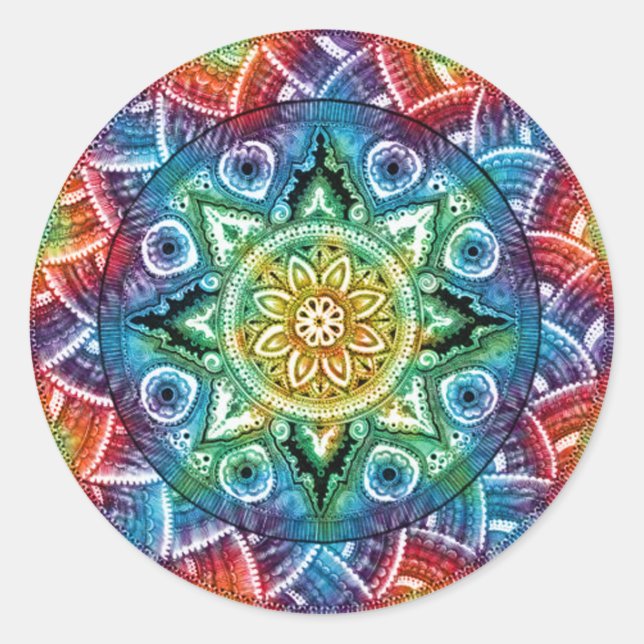 Trippy Mandala Runder Aufkleber (Vorderseite)