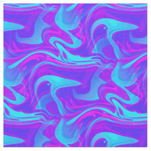 trippy Marmor Wirbel Druck lila blau Stoff