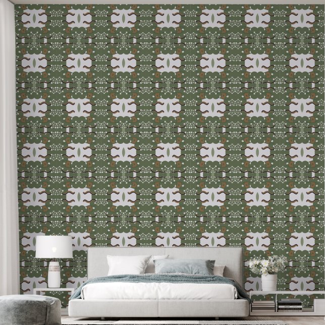 Trippy-Minimalistische Augen und Blätter Tapete (Schlafzimmer)