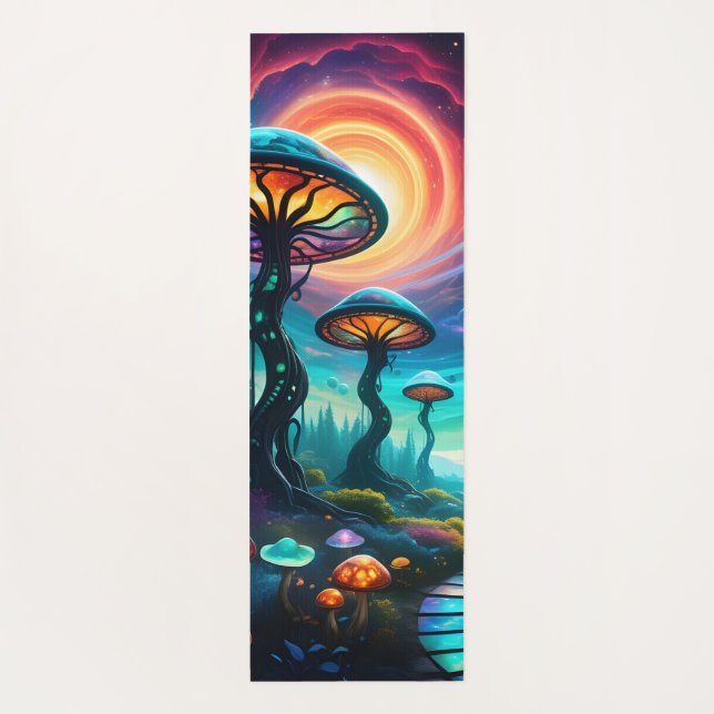 Trippy Mushroom Planet II Yogamatte (Rückseite)