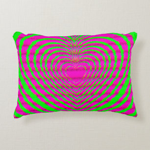 Trippy Neon Rosa Grün Hypnotisches Herz Liebesmust Dekokissen