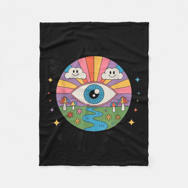 Trippy Old White Hipe Retro Psychedelic Art  Fleecedecke (Vorderseite)