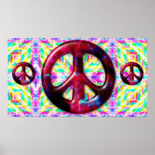 Trippy Peace Sign Fraktal Poster Print