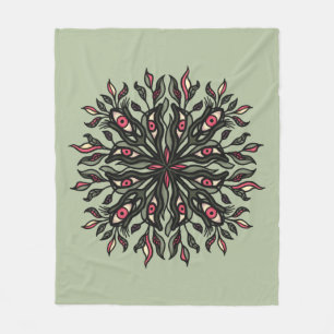 Trippy Pflanze and Eyes - Psychedelic Botanic Fleecedecke