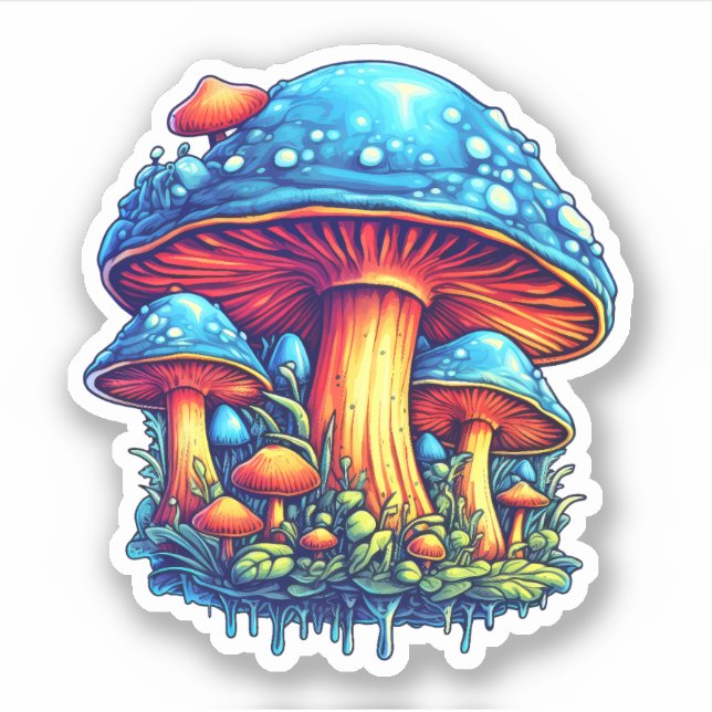Trippy-Pilzsticker: Psychedelische Freude Aufkleber (Vorderseite)