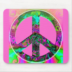Trippy Pink Peace Sign Mousepad