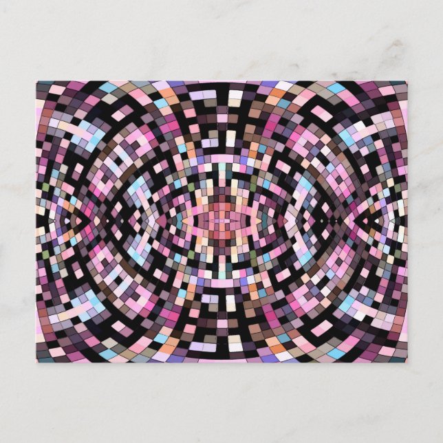 Trippy Pink und Black Geometric Postkarte (Vorderseite)