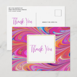 Trippy Pink und Orange Wirbel Design Vielen Dank Postkarte