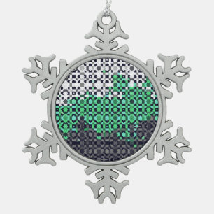 Trippy Pixelated Abstrakte Neutrois-Stolzflagge Schneeflocken Zinn-Ornament