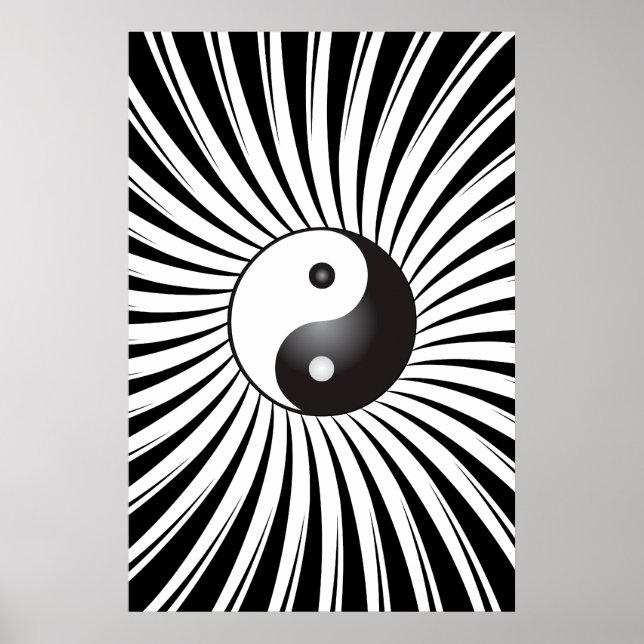 Trippy Poster: Yin Yang Symbol & Spiral Design Poster (Vorne)