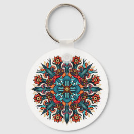 Trippy Psychedelic Groovy Mushroom Mandala Eyes Schlüsselanhänger