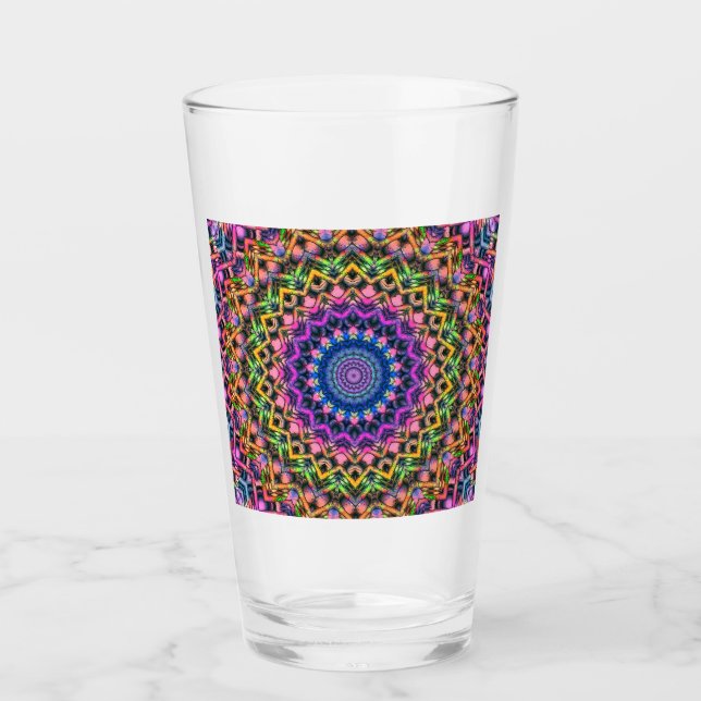 Trippy Psychedelic Kaleidoskop Glass Glas (Vorderseite)