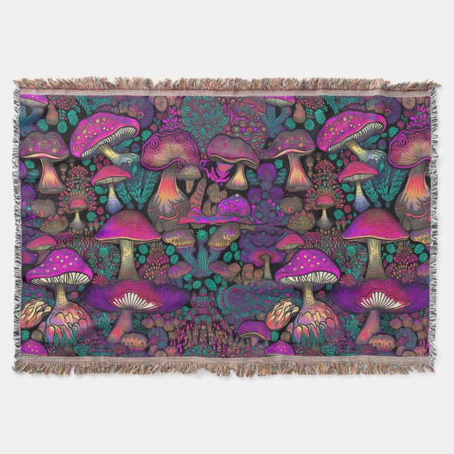 Trippy Psychedelic Mushroom Pattern Decke (Vorderseite)