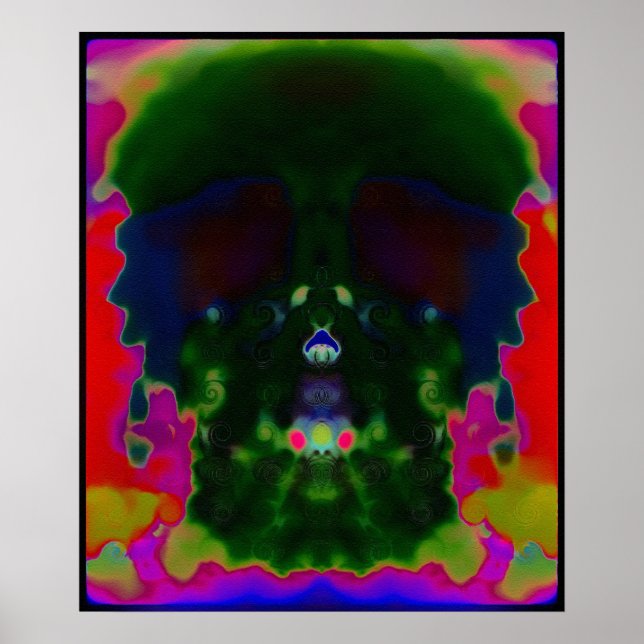 Trippy Psychedelic Skull Hidden Pictures Poster (Vorne)