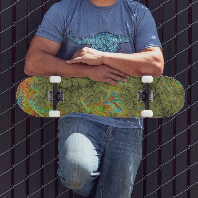 Trippy Psychedelic Spiral Fraktal Art Skateboard (Außenbereich 3)