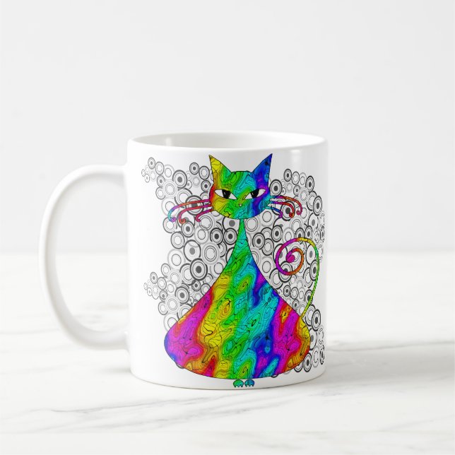 Trippy psychedelische Katzen-Kaffee-Tassen Kaffeetasse (Links)