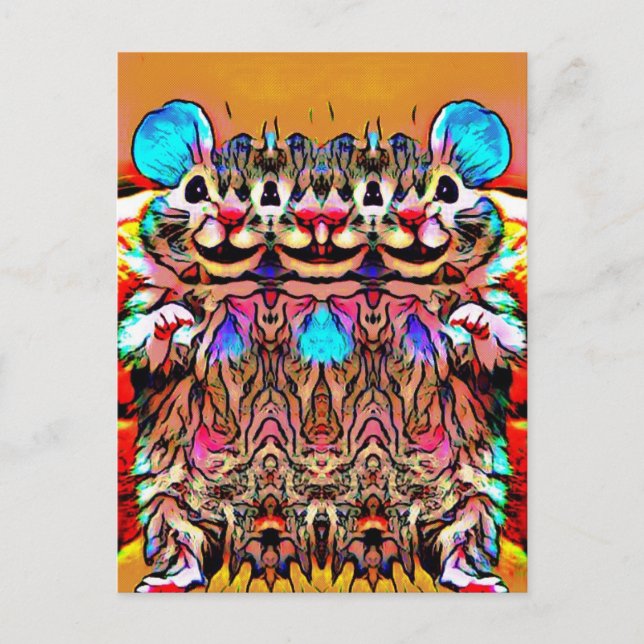 Trippy Rave Rat Postkarte (Vorderseite)