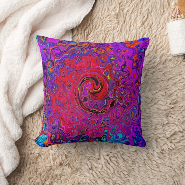 Trippy Red und Lila Abstrakt Retro Liquid Swirl Kissen (Decke)