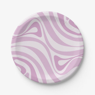 Trippy Retro Abstrakt Swirl Muster Lilac Pastel Pappteller
