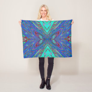 Trippy Retro Blaues und Rotes Abstraktes Schmetter Fleecedecke
