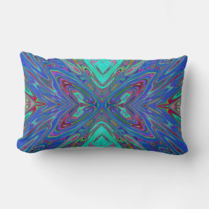 Trippy Retro Blaues und Rotes Abstraktes Schmetter Lendenkissen