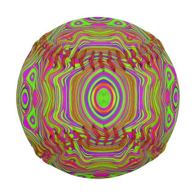 Trippy Retro Chartreuse Magenta Abstraktes Muster Baseball (Vorderseite)