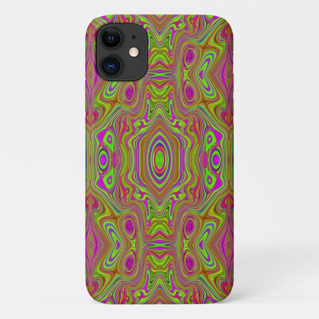 Trippy Retro Chartreuse Magenta Abstraktes Muster Case-Mate iPhone Hülle (Rückseite)